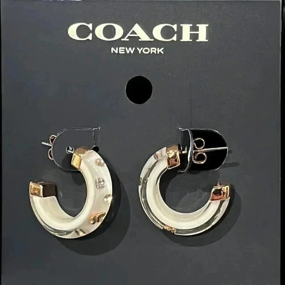 Coach Signature Resin Chubby Hoop Earrings CL136 - Picture 8 of 9